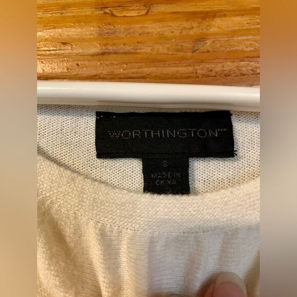 Worthington Cream Boatneck 3/4 Sleeve Sweater with Ripple Detail on Coll… - Picture 8 of 9